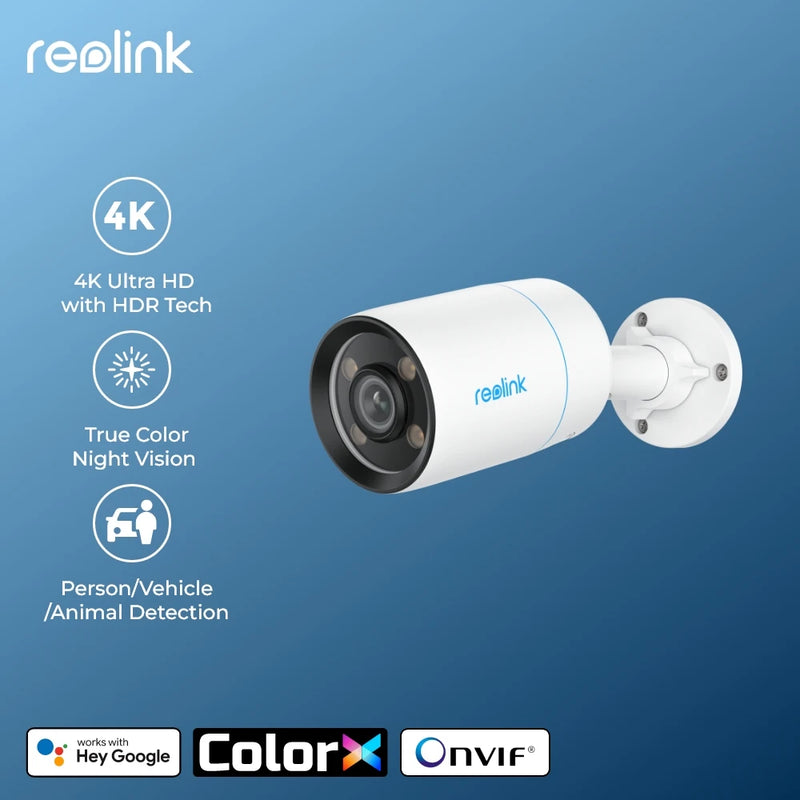 Reolink ColorX 4K PoE Outdoor Security Camera with True Color Night Vision HDR Tech 4MP Smart AI Detection 2-Way Audio IP Camera