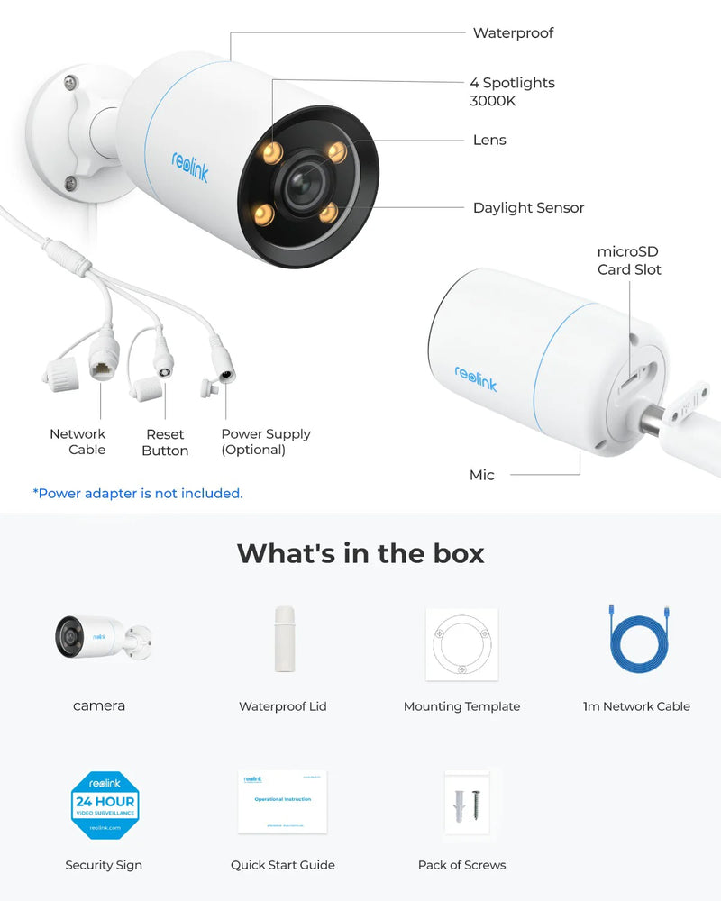 Reolink ColorX 4K PoE Outdoor Security Camera with True Color Night Vision HDR Tech 4MP Smart AI Detection 2-Way Audio IP Camera